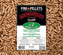No. 2 Granulés de bois dur BBQ Chêne 1,5 kg de granulés de gril 100% chêne pour griller, fumer 