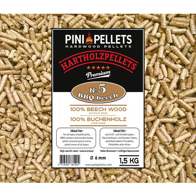No. 5 Granulés de bois dur BBQ Hêtre 1,5 kg pellets de gril 100% hêtre pour griller, fumer 