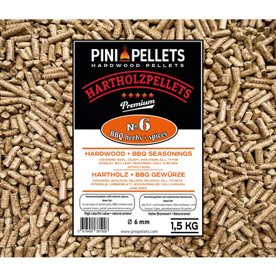 No. 6 Granulés de bois dur aux épices 1,5 kg d'épices BBQ pour griller, fumer 