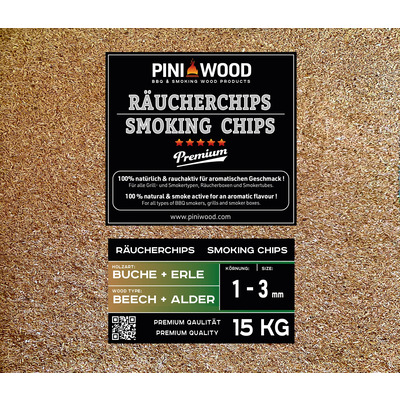 15 kg de chips de fumage hêtre et aulne mélangés 1-3 mm Smoking Dust copeaux de fumage 