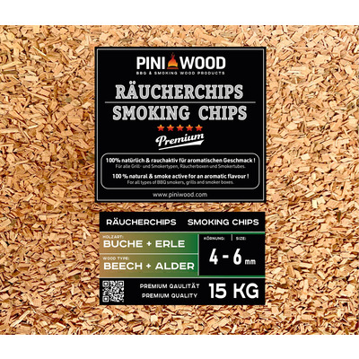 15 kg de chips de fumage hêtre et aulne mélangés 4-6 mm Smoking Chips copeaux de fumage 