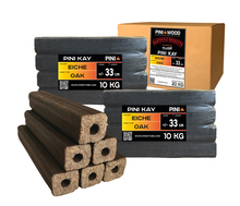 20 kg PINI Kay Briquettes en bois de chêne Carrées 33 cm de long Avec trou de traction Briquettes de bois de chêne - Cheminée, four, foyer, barbecue 
