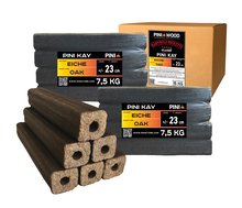 15 kg PINI Kay Briquettes en bois de chêne Carrées 23 cm de long Avec trou de traction Briquettes de bois de chêne - Cheminée, four, foyer, barbecue 