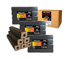22,5 kg PINI Kay Briquettes en bois de chêne Carrées 23 cm de long Avec trou de traction Briquettes de bois de chêne - Cheminée, four, foyer, barbecue 