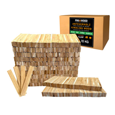 10 kg PINI Allume-bois de chauffage en bois de chêne Bois d'allumage pour cheminée, barbecue, feu de camp, brasero 