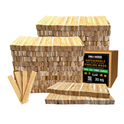 20 kg PINI Allume-bois de chauffage en bois de chêne Bois d'allumage pour cheminée, barbecue, feu de camp, brasero 