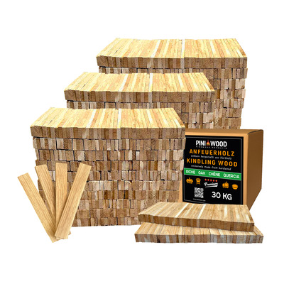 30 kg PINI Allume-bois de chauffage en bois de chêne Bois d'allumage pour cheminée, barbecue, feu de camp, brasero 