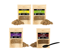 Lot de 4 sacs de 1 kg de granulés de bois naturel pour four à pizza, composés de 4 essences différentes : granulés pour pizza n° 3, origan n° 4, basilic n° 7, cerise n° 8 - arôme naturel  