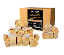 Bûches de bois PINI pour fumoir et barbecue SANS ÉCORCE 30 kg 
