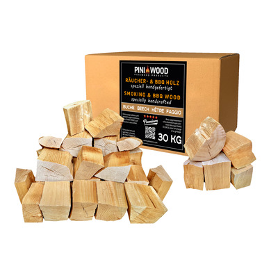 Bûches de bois PINI pour fumoir et barbecue SANS ÉCORCE 30 kg 
