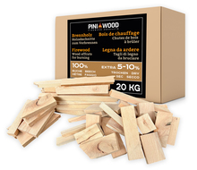 PINI Chutes de Bois de Chauffage 100% Hêtre Séché au Four 20 kg pour Cheminée, Brasero, Poêle et Barbecue 