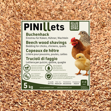 PINI Copeaux de Hêtre 5 kg Litière Hygiénique Sans Poussière Granulométrie Moyenne pour Poussins, Poules, Cailles et Poulaillers, Haute Capacité d’Absorption 