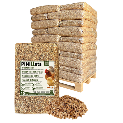 PINI Buchenhack 450 kg staubfreie hygienische Einstreu grob für Küken Hühner 