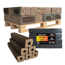 PINI Kay Eichenholzbriketts 33 cm 300 kg Palette Hartholzbriketts Brennholz Eiche Kamin Ofen Feuerstelle Grill 