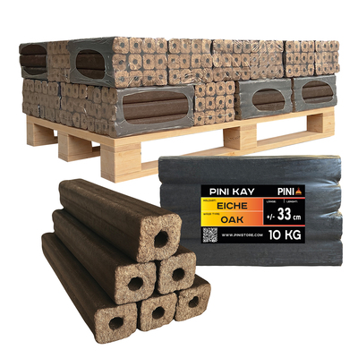 PINI Kay Eichenholzbriketts 33 cm 300 kg Palette Hartholzbriketts Brennholz Eiche Kamin Ofen Feuerstelle Grill 