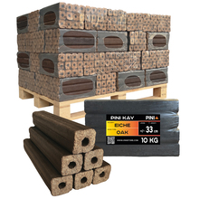PINI Kay Eichenholzbriketts 33 cm 630 kg Palette Hartholzbriketts Brennholz Eiche Kamin Ofen Feuerstelle Grill 
