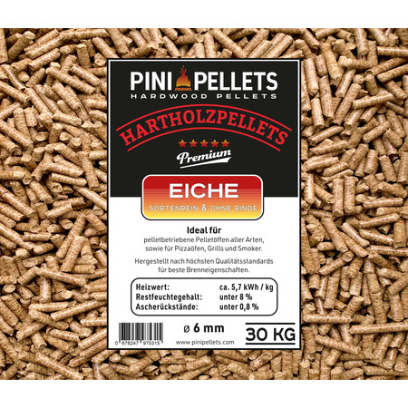 30 kg de pellets de bois dur 6 mm pour chauffer, griller, fumer 