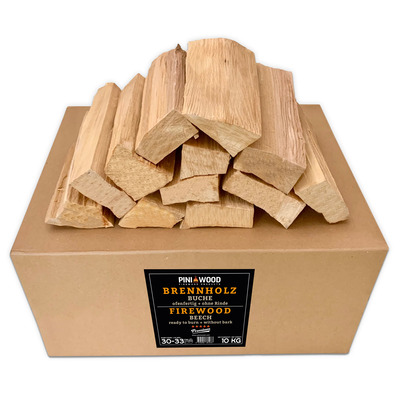 10 kg de bois de grill SANS ÉCORCE Bois de chauffage en hêtre 30-33 cm pour four à pizza grill fumoir cheminée bol à feu 