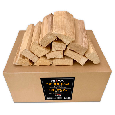 20 kg de bois de grill SANS ÉCORCE Bois de chauffage en hêtre 30-33 cm pour four à pizza grill fumoir cheminée bol à feu 