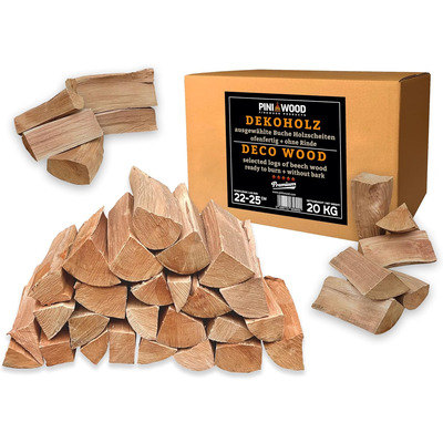 Bûches de bois de hêtre décoratives sans écorce, 20 kg, bois de cheminée, bois de barbecue 