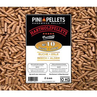 No. 10 Granulés de gril mélange d'aulne de hêtre 10 kg de granulés de bois dur pour griller, fumer 