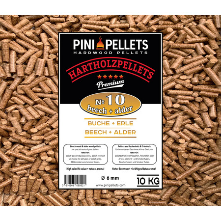 No. 10 Granulés de gril mélange d'aulne de hêtre 10 kg de granulés de bois dur pour griller, fumer 