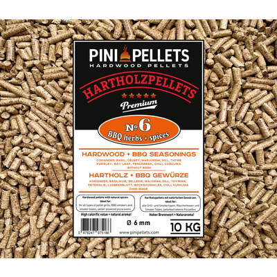 No. 6 Granulés de bois dur aux épices 10 kg d'épices BBQ pour griller, fumer 