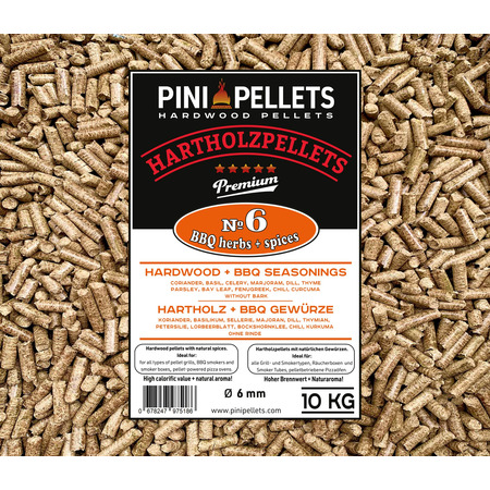 No. 6 Granulés de bois dur aux épices 10 kg d'épices BBQ pour griller, fumer 