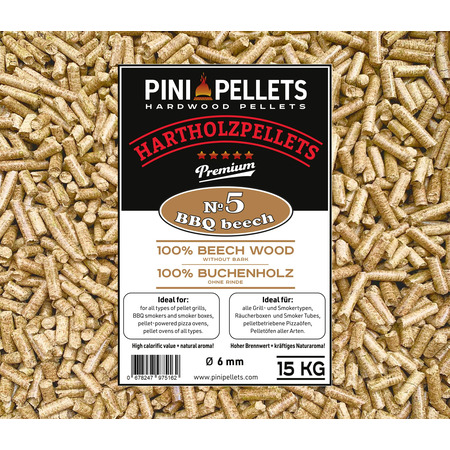 No. 5 Granulés de bois dur BBQ Hêtre 15 kg pellets de gril 100% hêtre pour griller, fumer 