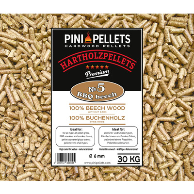 No. 5 Granulés de bois dur BBQ Hêtre 30 kg pellets de gril 100% hêtre pour griller, fumer 