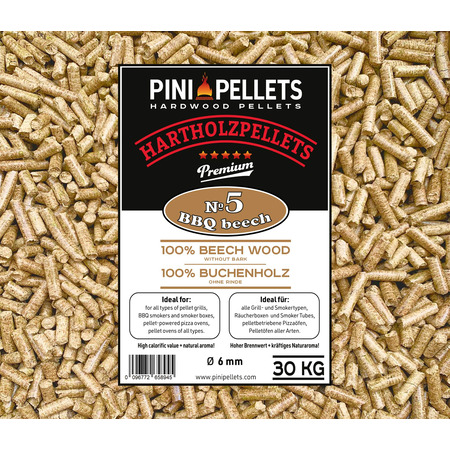 No. 5 Granulés de bois dur BBQ Hêtre 30 kg pellets de gril 100% hêtre pour griller, fumer 