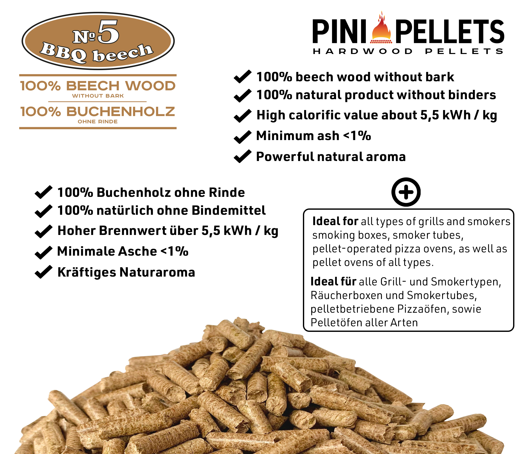 BBQ-Toro Beech Pellets composer de 100% bois de hêtre 15 kg